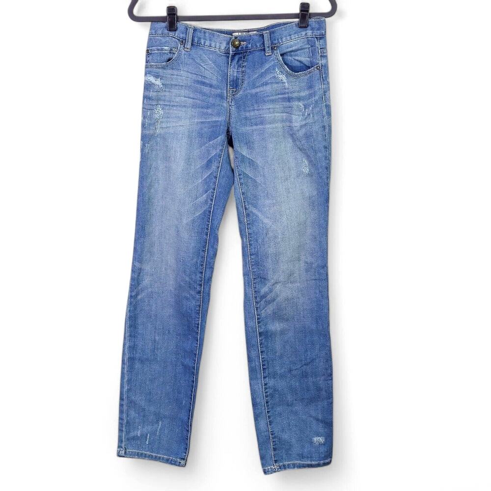 Free People Mid Rise Jeans Medium Wash Size 26 Distressed Straight Leg